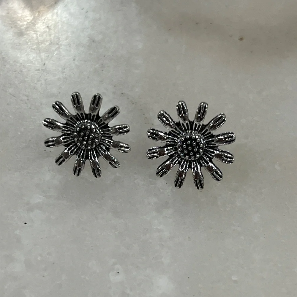Elegant Silver Floral Earrings